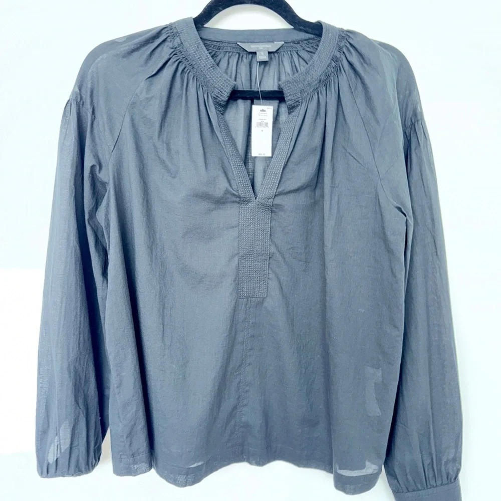 NWT Banana Republic Sheer Trapunto Stitch Voile Top | Size: S | Black - Picture 2 of 6